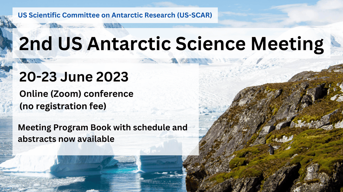 🚨Starts Tomorrow, June 20!! 
❄️2nd US Antarctic Science Meeting.  
🗓️June 20-23. Zoom meeting w/no registration fee. Meeting is only 2 hours each day. Register today! Meeting program book w/schedule &amp; abstracts now available.
👉 usscar.org/2023-us-antarc…