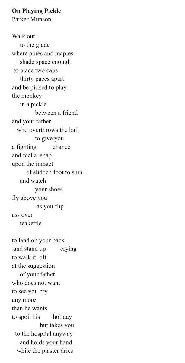 Here’s a poem I wrote about breaking my leg on Father’s Day while playing pickle.