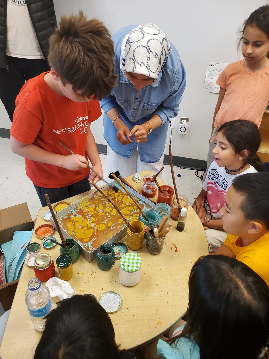 A classmate's parent showed our class how to do some marble painting. 🖌 
It's a very calming and beautiful experience! Merci! 😍