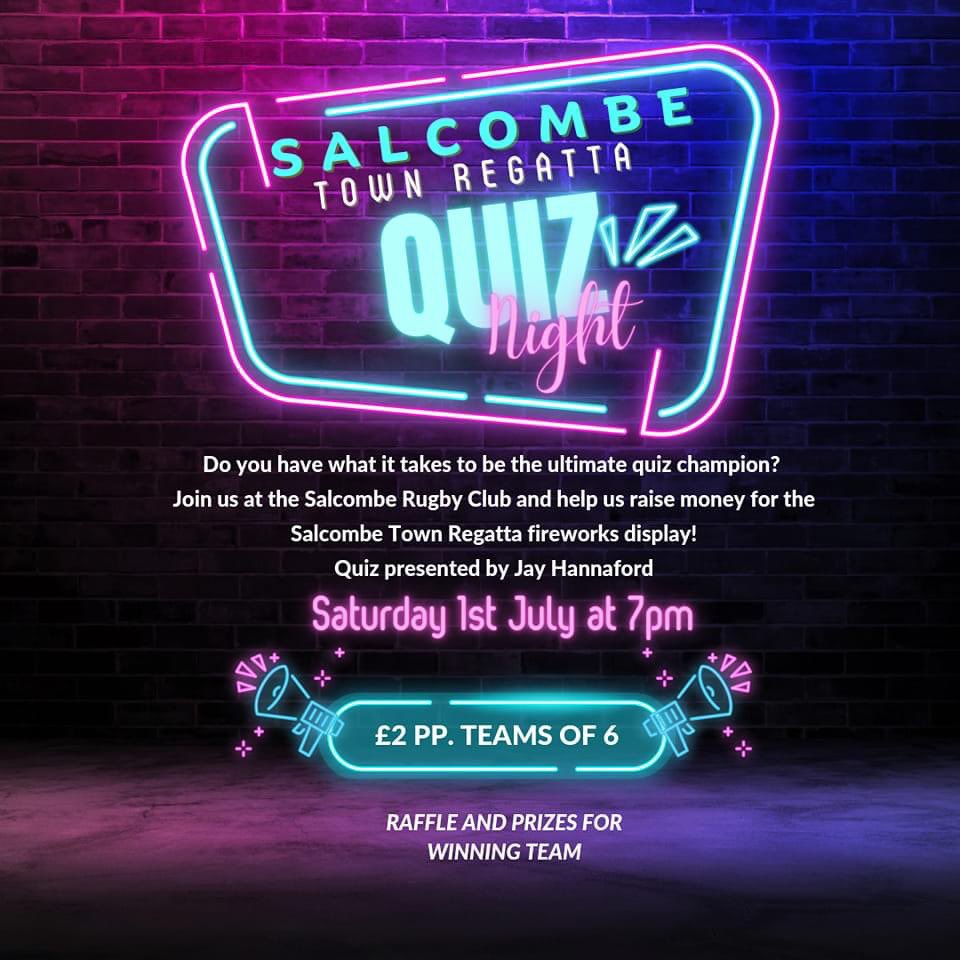 📣 QUIZ NIGHT📣

We’re having a quiz to raise more funds for fireworks night so we can have an even better display!

Jay Hannaford is doing one of his legendary quiz nights at the Salcombe Rugby Club on Saturday 1st July at 7pm.

Hope to see alot of you there!