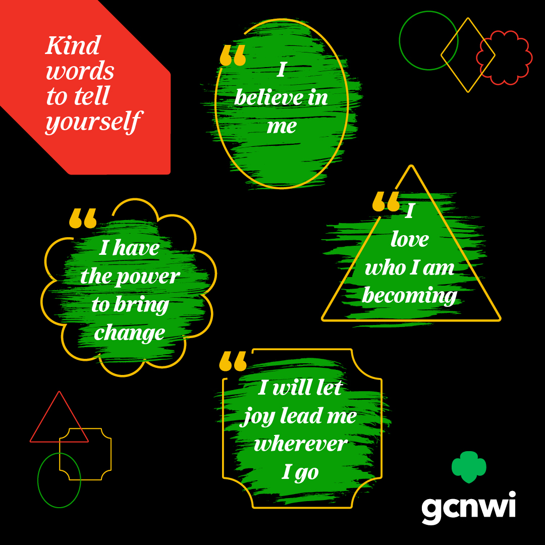 The most beautiful words you can say are the ones you speak to yourself. Practice self-affirmations and watch your confidence bloom! 🌼 

#GCNWI #GirlScouts #KindWords #PostiveAffirmation #SelfEmpowerment #SpeakKindly