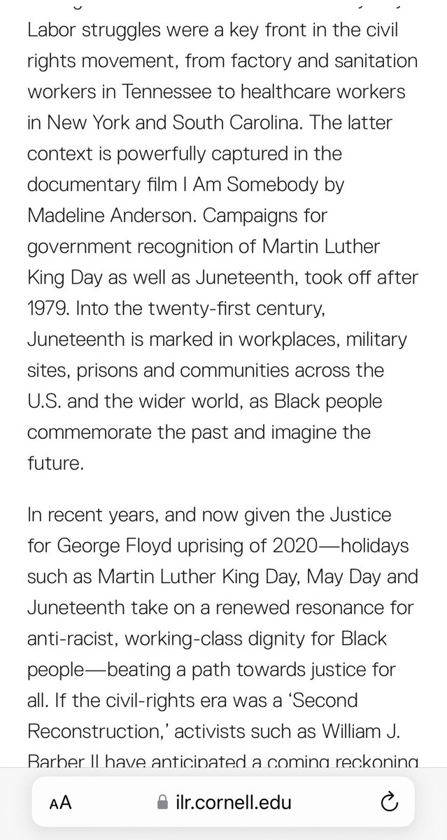 #Juneteenth2023 coincides with the 97% strike vote at UPS — #1u

I wrote about these labor dynamics, from 1860s to 1960s to 2020s — as ‘holidays such as MLK Day and Juneteenth take on a constantly renewed resonance — for antiracist, working-class dignity’

ilr.cornell.edu/about-ilr/dean…