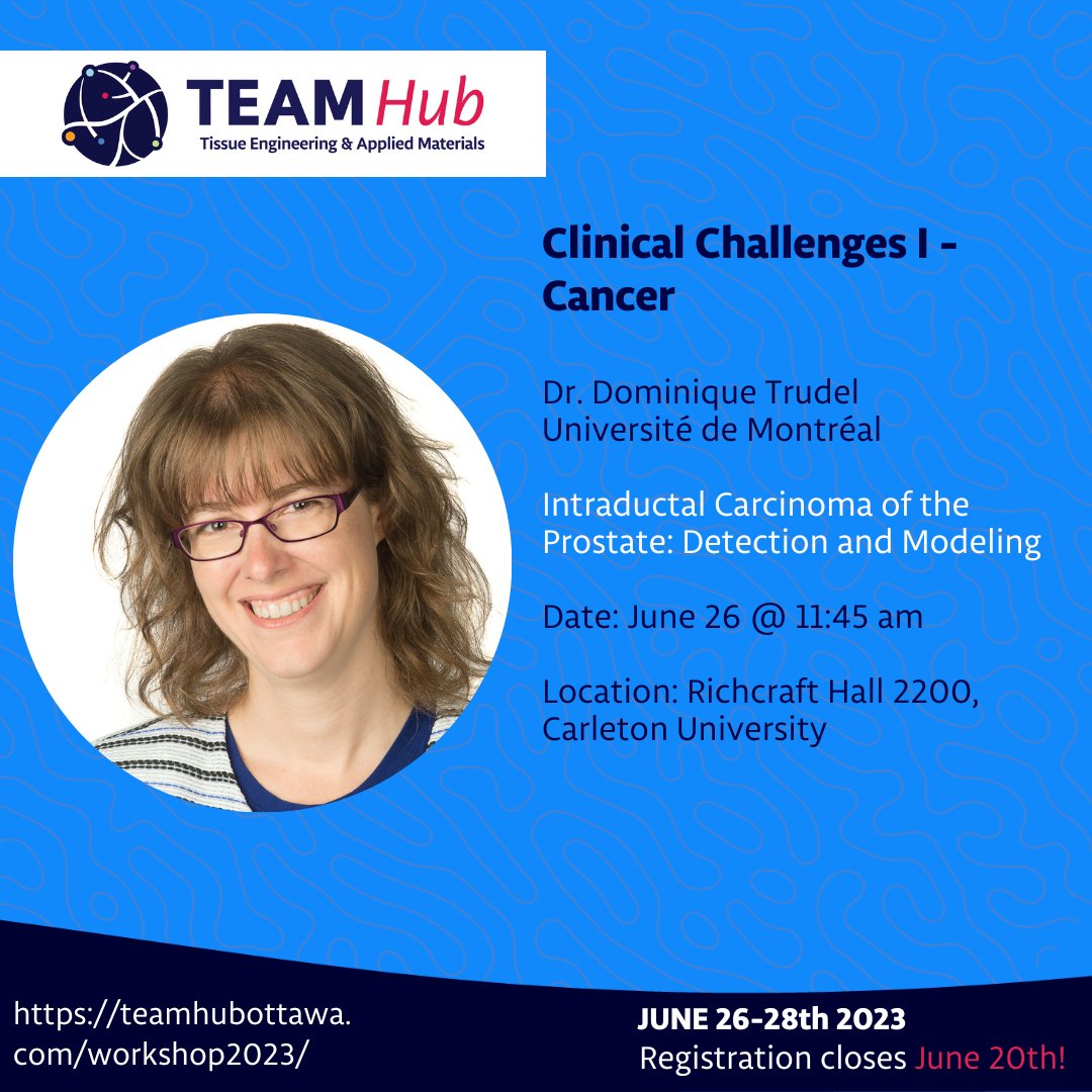TEAMHub_Ottawa's tweet photo. Learn how 3D tumour models and advanced optical imaging are helping us better understand cancer and are leading to the development of new diagnostics and treatments. 

#TEAMHub #tissueengineering #imaging #cancer #newtherapeutics #newdiagnostics https://t.co/aNeQLwg2Mm