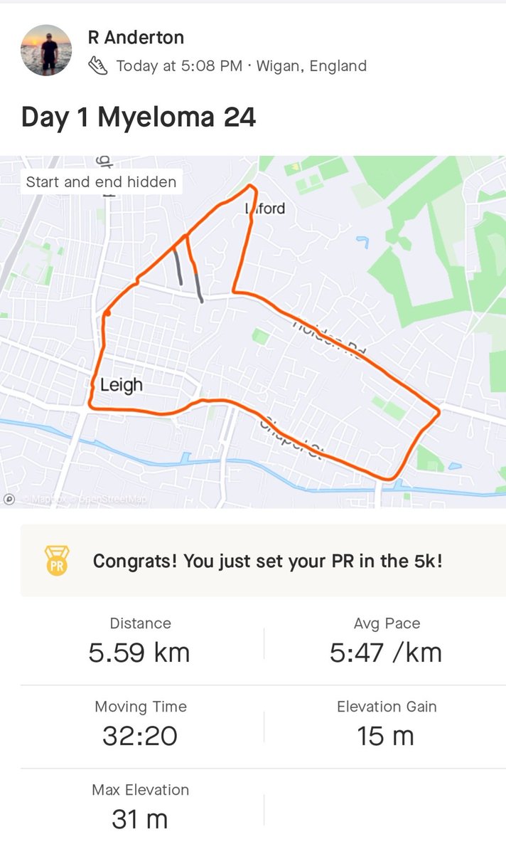 Day 1 of Myeloma 24 ✅️

Mr Anderton, alongside other staff is doing 24 miles in 7 days to raise money for <a href="/MyelomaUK/">Myeloma UK</a>. After many requests he will be posting updates of his 5k runs for the next 7 days. If anyone wishes to donate, there is a collection box in T6