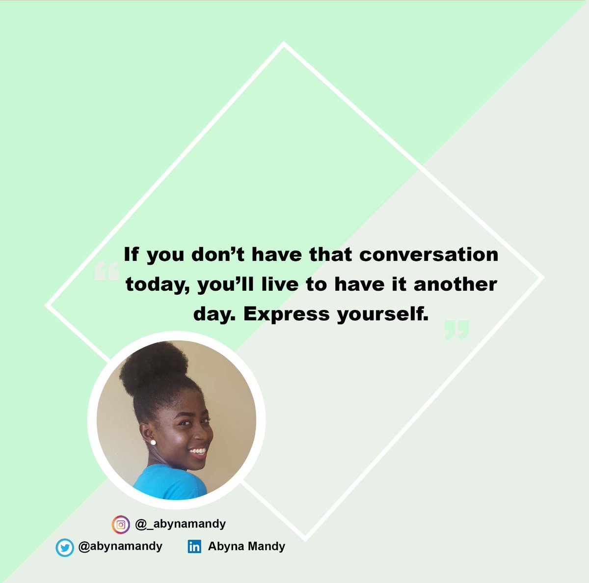 abynamandy's tweet image. Express yourself today
.
#imageiseverything #expressyourself #talktoday #communicateitright #wecandothis #commsquotes #prenthusiast #prpractitioner #prworld #ipr #iprghana #thinkingchange #abynamandy #media #gsm