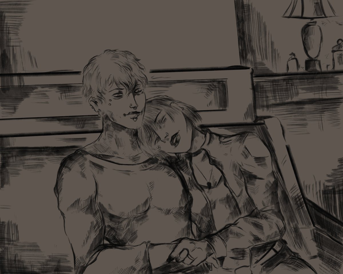 Turning one of my OTP sketches into a proper thing to celebrate the advent of Ren, the Pierced Boy. 
#WIP 
#Sketch