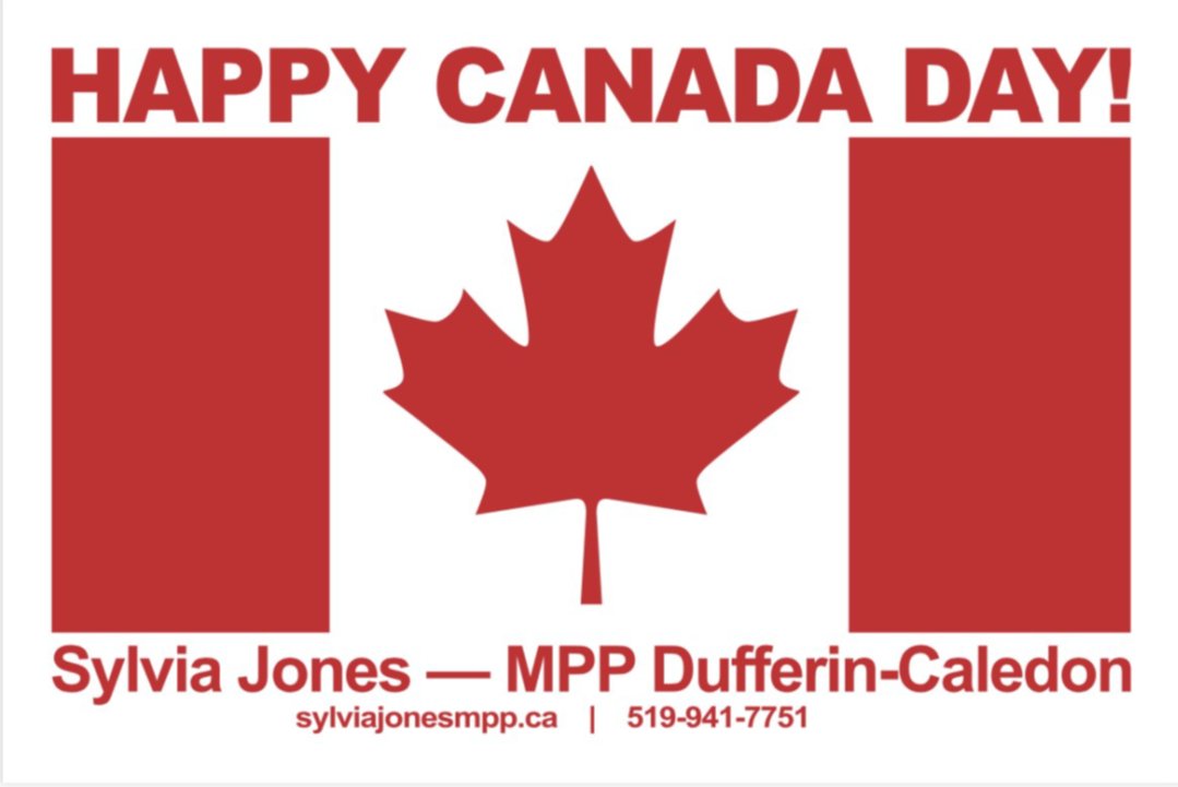 Canada Day is fast approaching and my constituency office is proud to offer complimentary lawn signs to Dufferin-Caledon residents that can be picked up starting June 26 on a first come, first served basis.

Call ahead to reserve yours at 519-941-7751 or 1-800-265-1603.