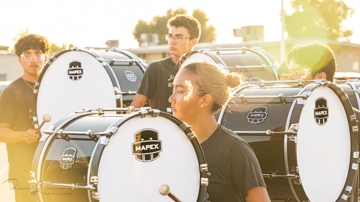 Our Mapex drums always look beautiful at golden hour 😍 And they sound beautiful every day!! 

Thank you, <a href="/MapexMarching/">Mapex Marching</a>! #PC2023