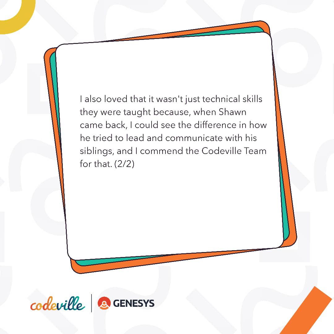 _codeville's tweet photo. Feedbacks keep us inspired and motivated to reach new heights. Thank you for being part of our journey and sharing your experience ☺️

The CodeVille Junior Codecamp Application is ongoing; Click on the link Register your child today 👉🏽 https://t.co/fzDjC9hpA2 https://t.co/Ca2QrXNFoW