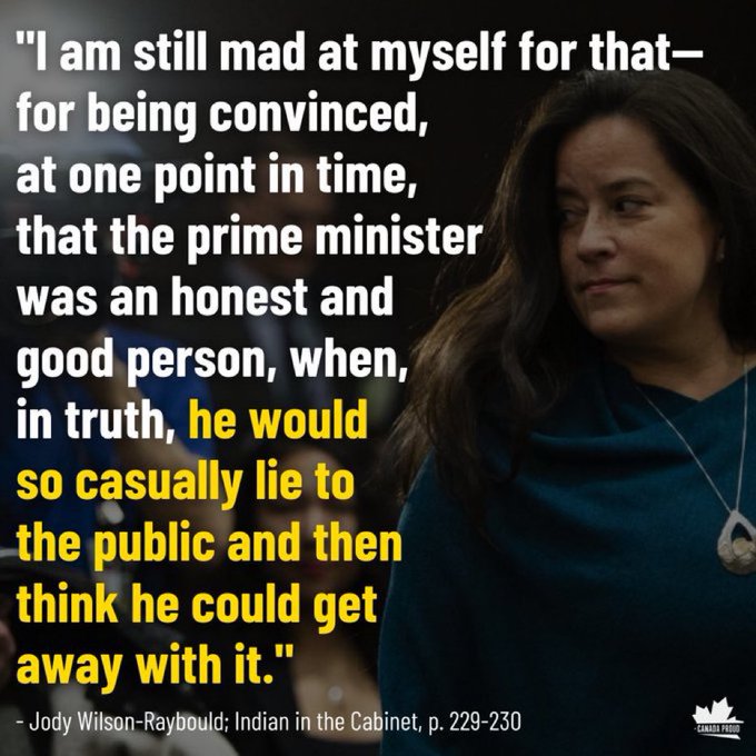 Time to re-post this quote from Jody Wilson-Raybould.  #cdnpoli #TrudeauNationalDisgrace
