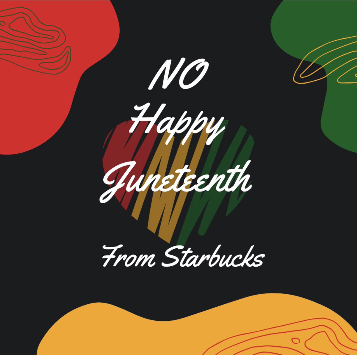 Juneteenth is supposed to be a celebration of commemorating the emancipation of enslaved African Americans. Big corporations like <a href="/Starbucks/">Starbucks</a> can’t even be bothered to “pretend” they care about us. 

A Thread🧵