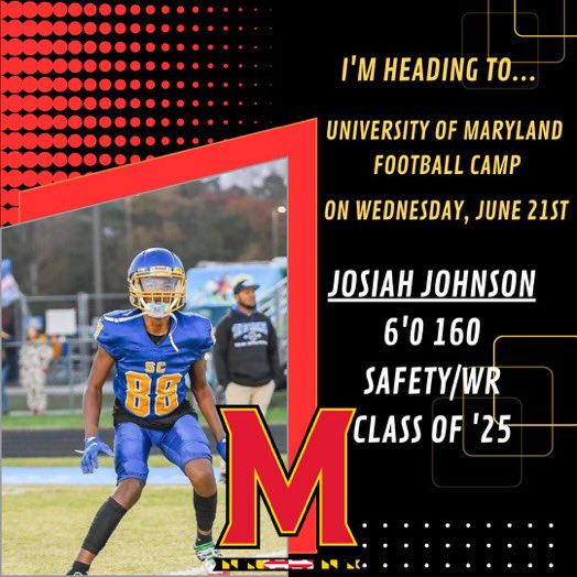 Excited to attend my first camp of the summer at The University of Maryland!#GoTerps #TerpsNation #FearTheTurtle @GunterBrewer @coachmac_schs @UMD_CoachBaker @TerpsFBRecruit