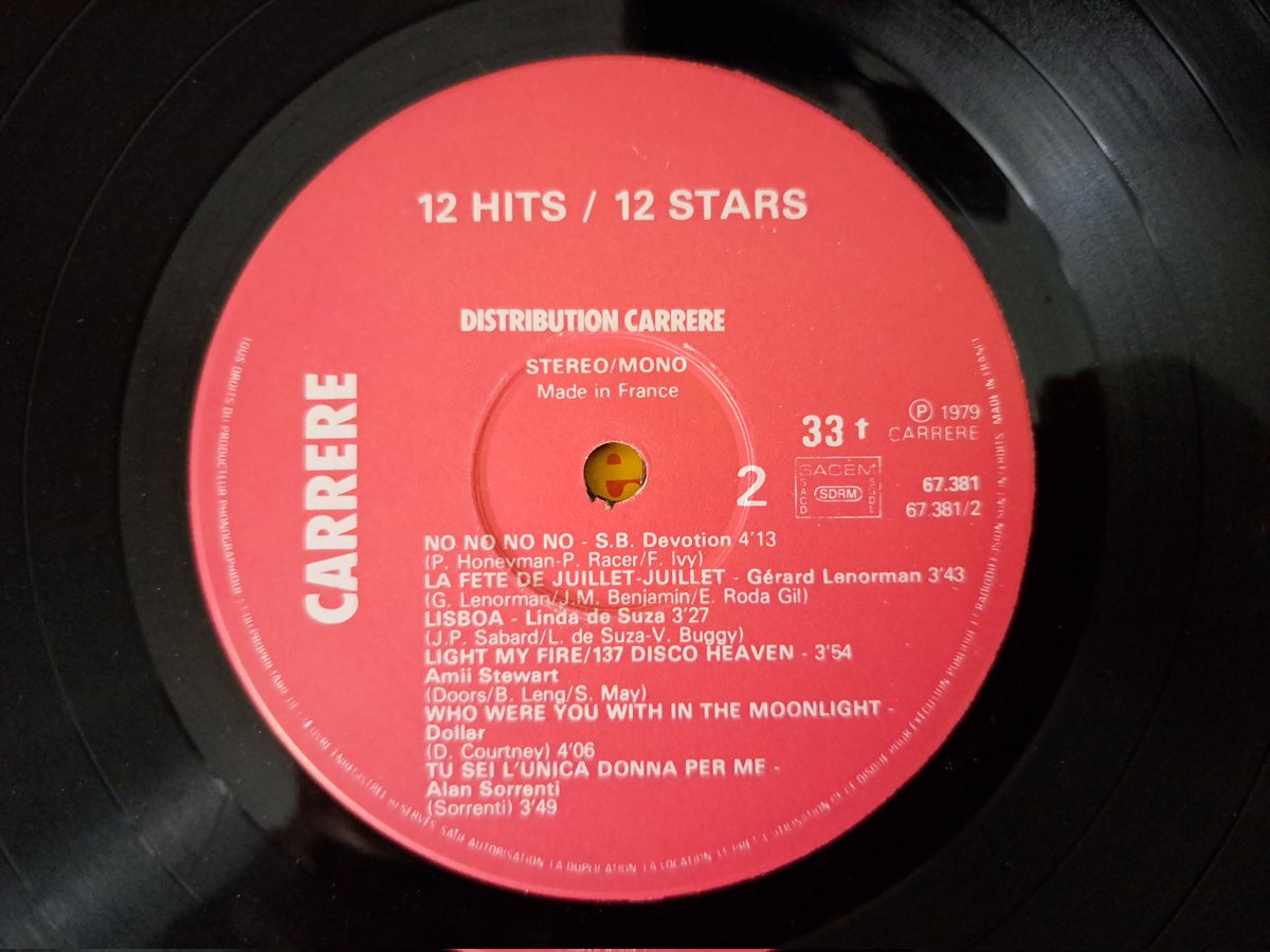 12Hits, Stars, Originaux 1979 33 Tours Compilation Carrere 
12 Titres 

#Dalida #danielguichard #BoneyM #Ottawan #Ringo #Clout #SBDévotion #sheila #GérardLenorman #LindaDeSuza #AmiiStewart #dollar #Sorrenti #33tours