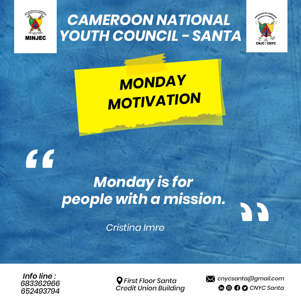 cnycsanta's tweet photo. " Monday is for people with a mission" ~ Cristina Imre

It's a new week ✨.  Get into the week with a mission to fulfill.

#Mondaymotivation
#youthengagement
#CNYC-Santa https://t.co/6663NfnvJP