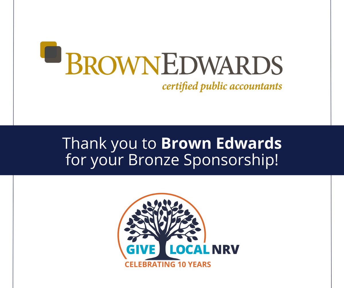 The Community Foundation of the New River Valley (@cfnrv) on Twitter photo Thank you to <a href="/BrownEdwards/">Brown Edwards</a> for your Bronze Sponsorship of #GiveLocalNRV this year! Support your favorite #NRV nonprofit at givelocalnrv.org. Thank you to <a href="/BrownEdwards/">Brown Edwards</a> for your Bronze Sponsorship of #GiveLocalNRV this year! Support your favorite #NRV nonprofit at givelocalnrv.org.
