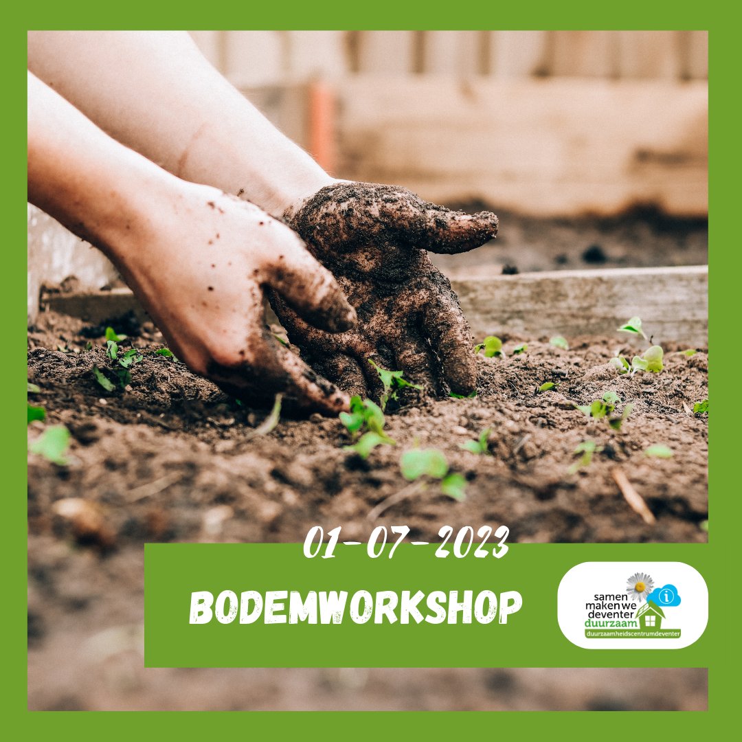 Wil jij meer leren over de samenstelling van de bodem in jouw tuin, en hoe je die kunt verbeteren?🌍 Kom dan naar bodemworkshop op zaterdag 1 juli in het Duurzaamheidscentrum die we samen met De Ulebelt organiseren. Meer informatie en gratis aanmelden op dcdeventer.nl/activiteiten/b…