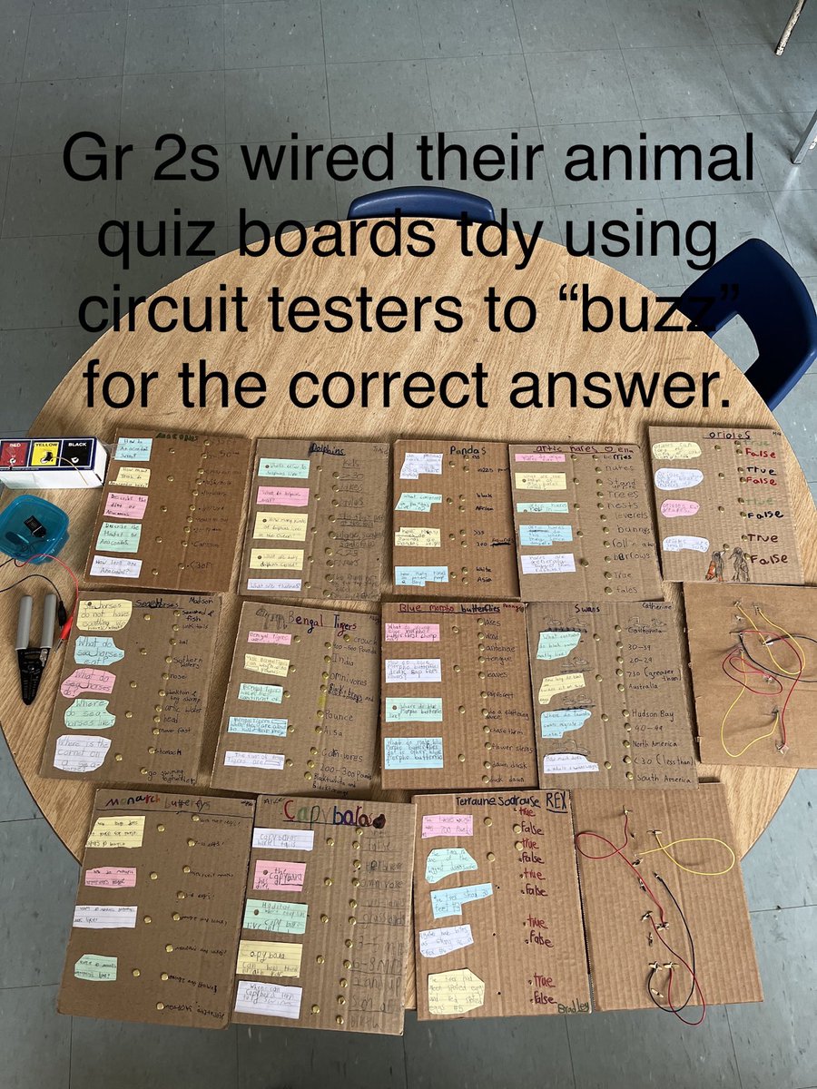 CVatOP's tweet photo. ⁦@orioleparkjps⁩ ⁦@tdsb⁩ Finishing our gr2 yr (Voight) w/animal quiz boards using circuit testers for the correct responses ⁦@TDSB_STEM⁩ https://t.co/AdwHMfGTlE