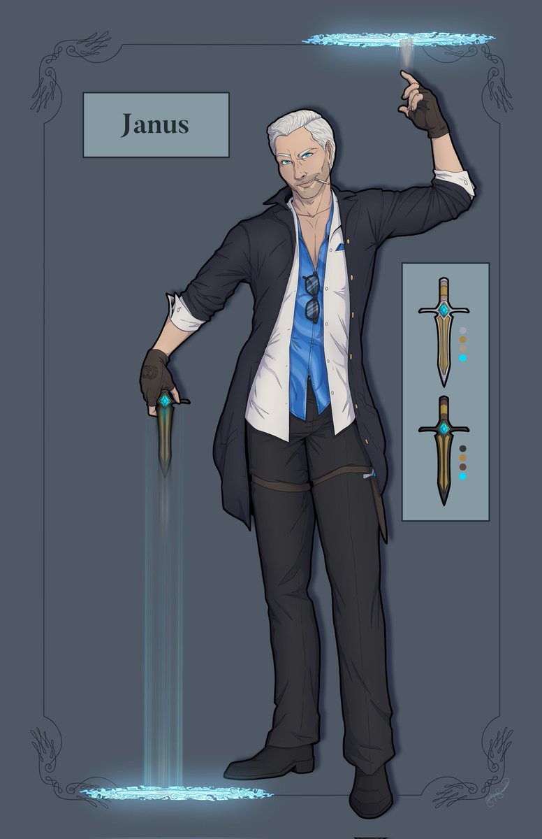 Frost_Comics's tweet photo. I just got the colors back from @iggika on this beautiful illustration by @ArtRosado of Janus from #ProjectSeraphim! Here is his original concept/character art along with it, by @RoslynnSommers! I can't wait for everyone to meet this lovable jerk later this year. https://t.co/gUt15arM1D