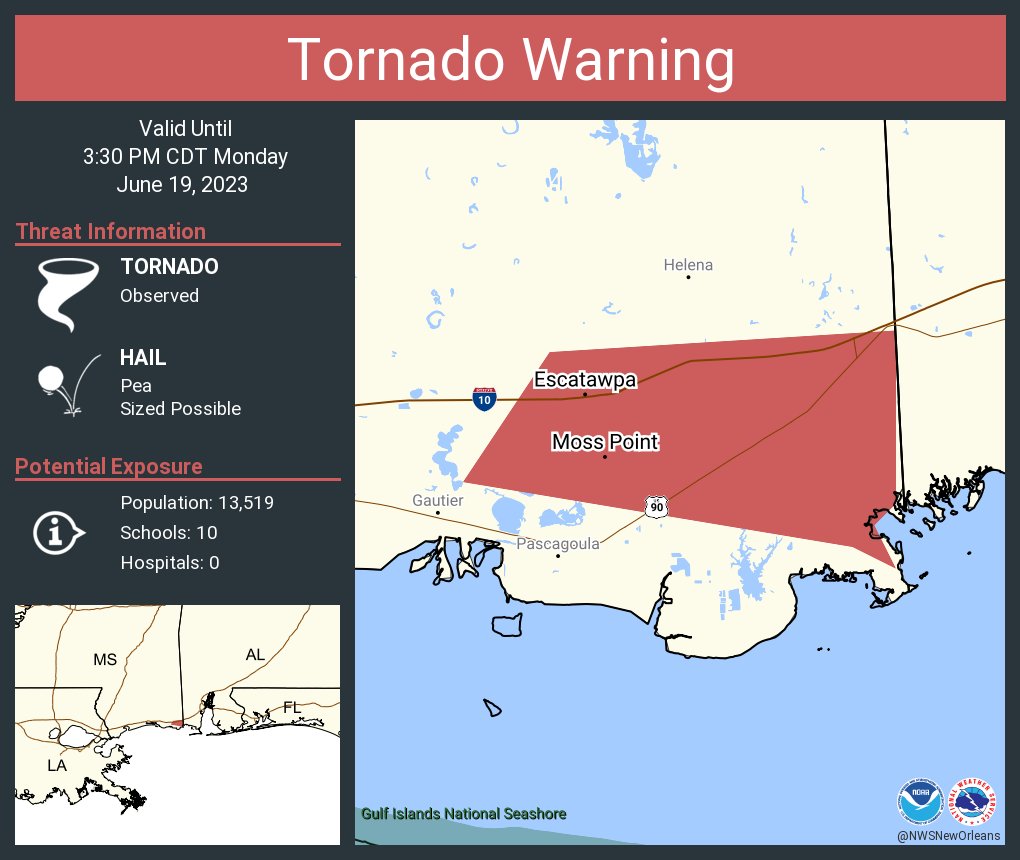 NWS Tornado on Twitter "Tornado Warning continues for Moss Point MS