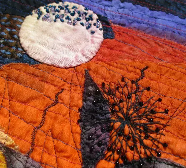 textile_cuisine's tweet image. Teatime in the Night Art Quilt Wall Hanging  buff.ly/3FnPYmY