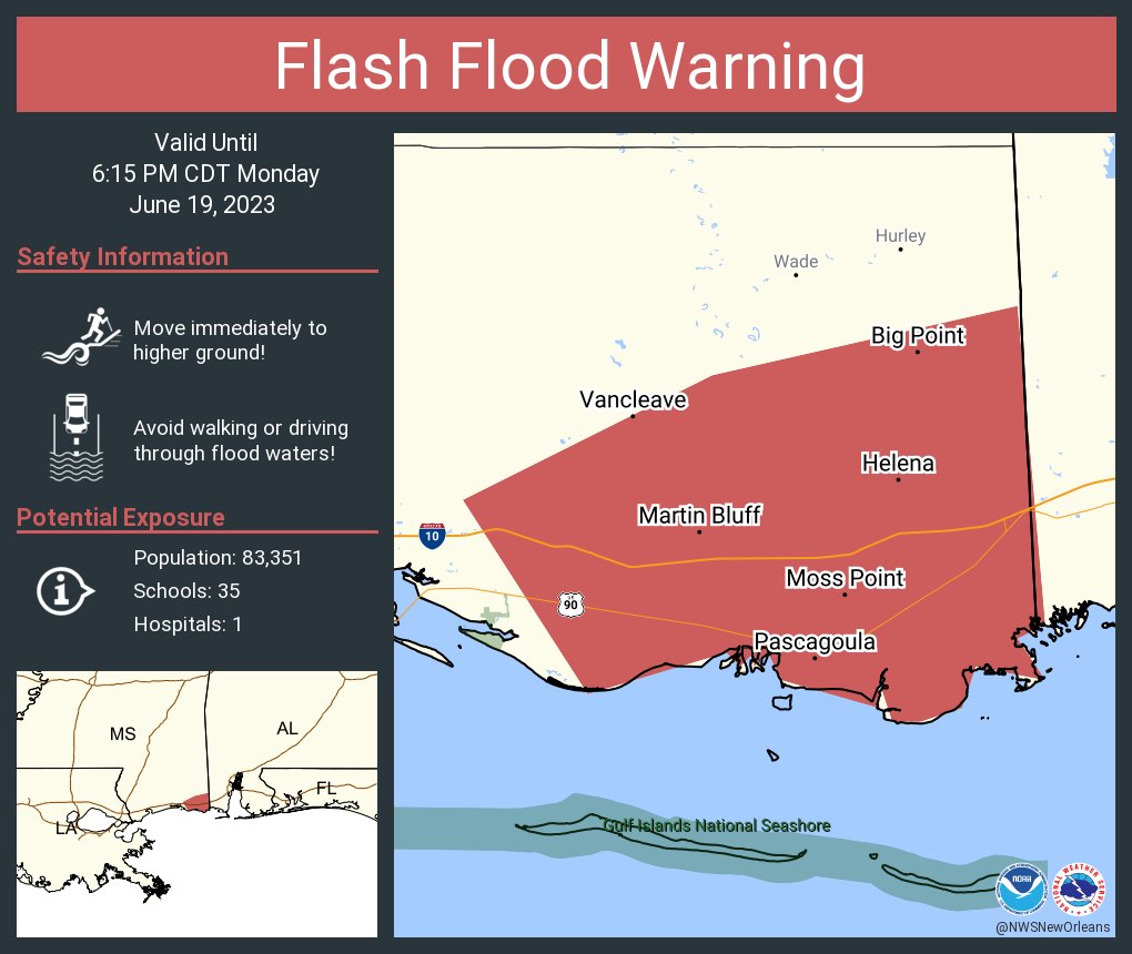 NWS New Orleans on Twitter "Flash Flood Warning including Pascagoula