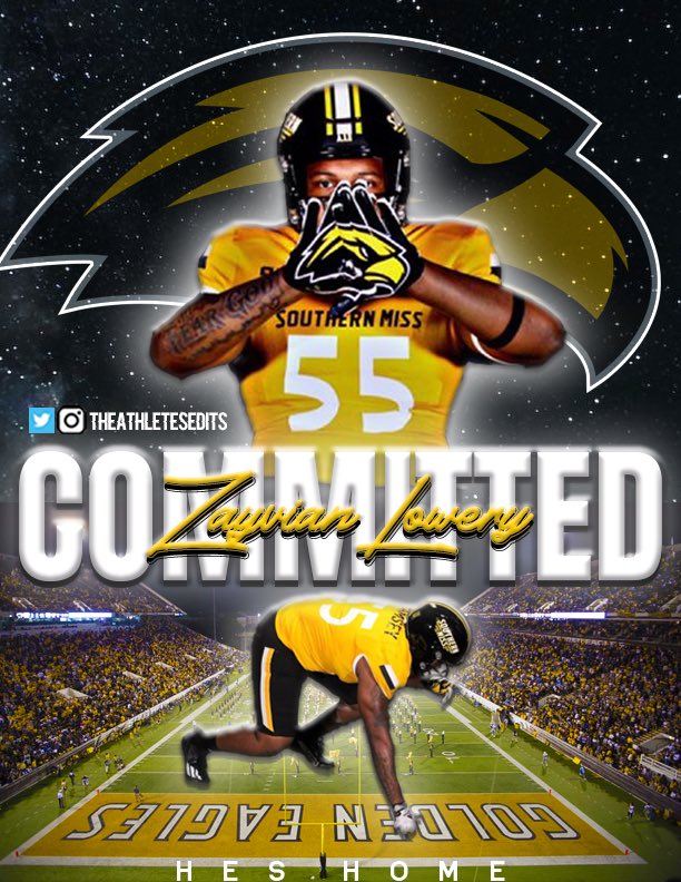 They said “Fly High” Big Zay… I said, that’s what I’ve been doing my whole life, so why would I stop now! And nothing flys higher than an Eagle! With that being said, I’m 100% committed to @SouthernMissFB Golden Eagles!

@LawrencHopkins @WP_Athletics @CoachBLacy @Coach_Hall7