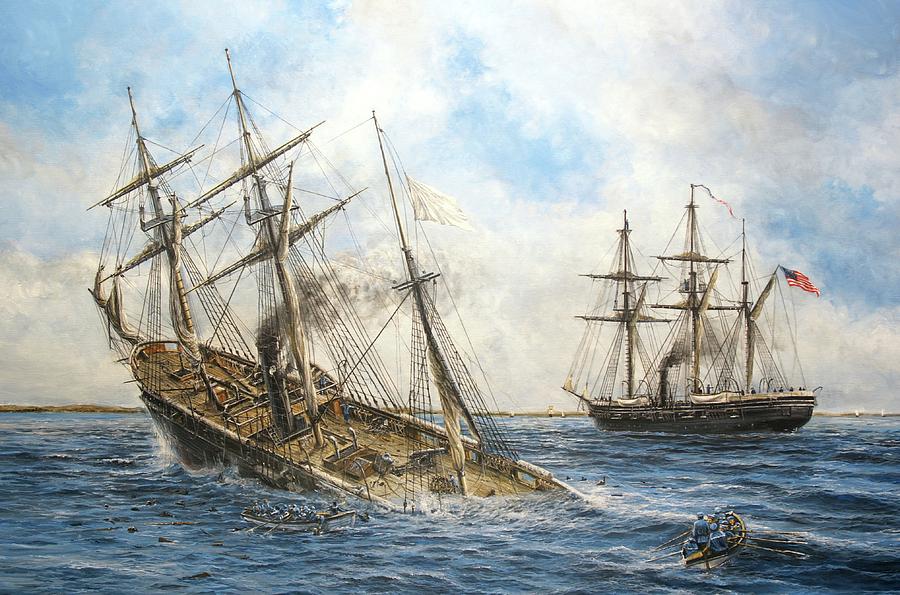 DrPnygard's tweet photo. The most successful & feared #Confederate commerce raider of the American #CivilWar-the #CSSAlabama-sank OTD in 1864 after a spectacular battle off the coast of France with the #USSKearsarge. During its career, the Alabama captured 66 ships and was hunted by >20 Federal warships. https://t.co/fHZk3uZuOW