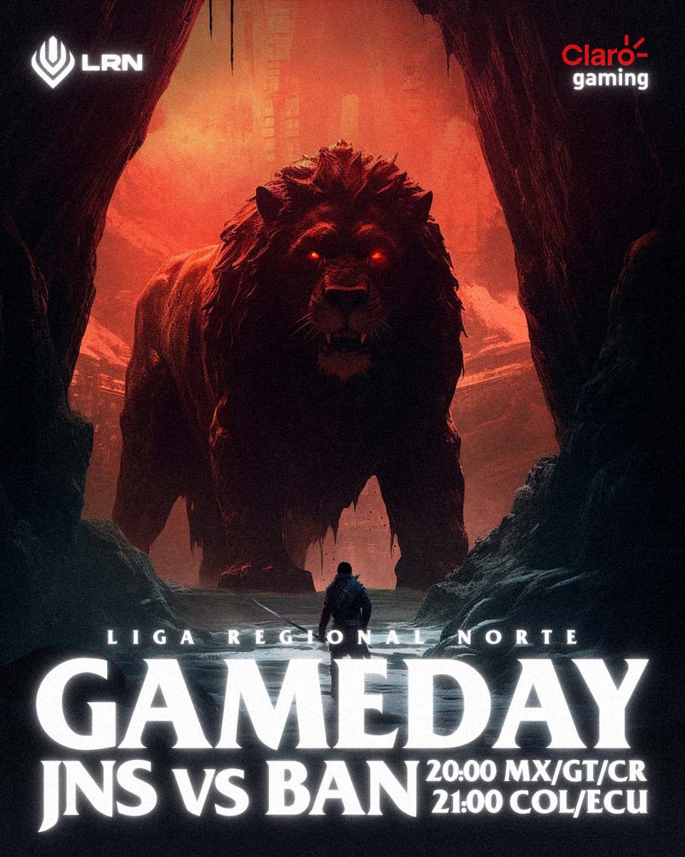 ¡INICIA LA VUELTA #LRN!⚔️ Hoy los bandidos intentarán saquear la victoria ... No les dijeron que la está resguardando el león🦁🔥

🆚 <a href="/banditsgaming_/">Bandits 🥷</a> 
📺 twitch.tv/lvpnorte
🕗 20:00🇬🇹🇲🇽| 21:00🇨🇴🇪🇨
🗻 <a href="/lvplolnorte/">LVP LoL Norte</a>

#CLAROGAMING🔴⚫️ #GOJANUS