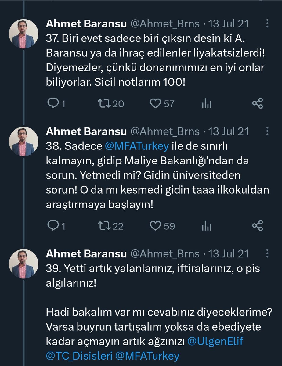 @kuneralpS @sn_davison Dünden beri sorduklarımıza cevap yok, bomboş hamaset & cehalet var

Eski müsteşar feridun hadi sinirlioğlu dahil toefl sınavından 100+ alamayanın bakanlıkla ilişkisi kesilsin mi? İstediğiniz alanda mat, fizik, kimya, tarih, coğr, edebiyat, dil vs yarışmaya var mısınız?