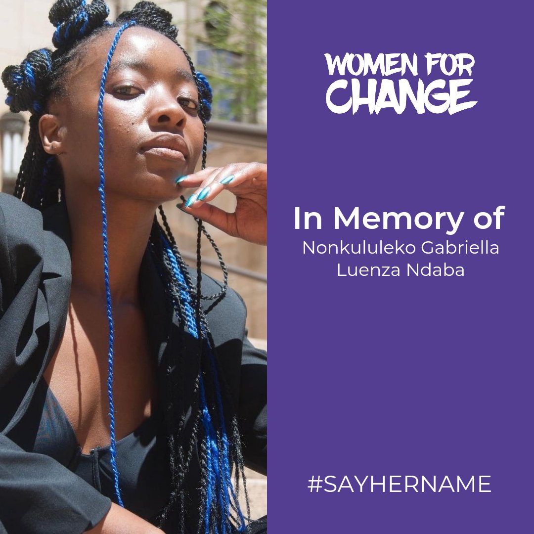 Nonkululeko Gabriella Luenza Ndaba 'Gaby', 32, lifeless body was found under the N17 bridge near Van Dyk Park on 1 June 2023. 

Gaby went missing on 26 May while she was on her daily walk. An inquest docket has been opened. Our hearts are broken. Fly high, Sister. #womenforchange
