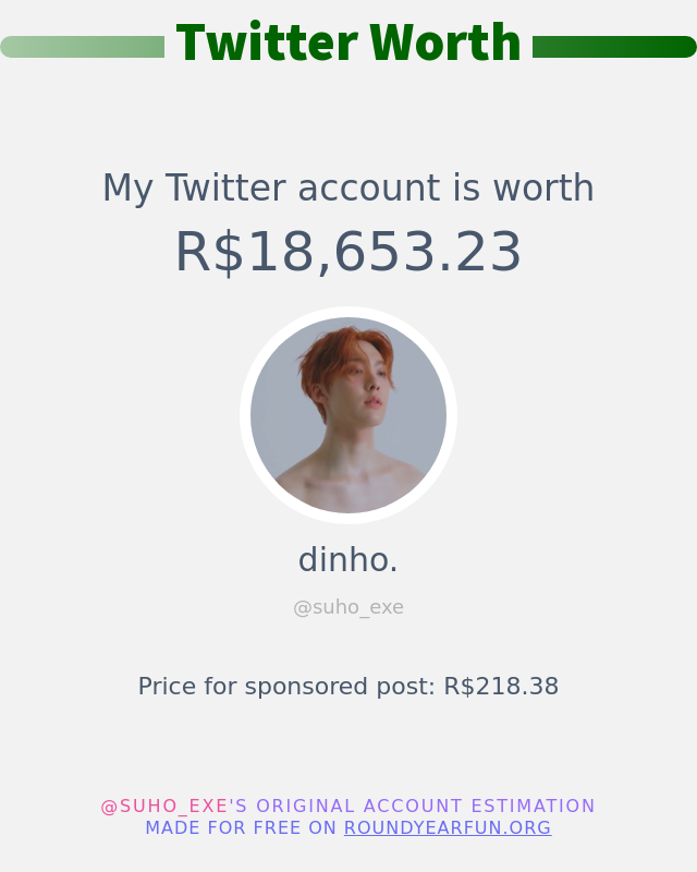 Meu valor no Twitter é: R$18,653.23

➡️ anyplacehere.me/twitterworth?l…