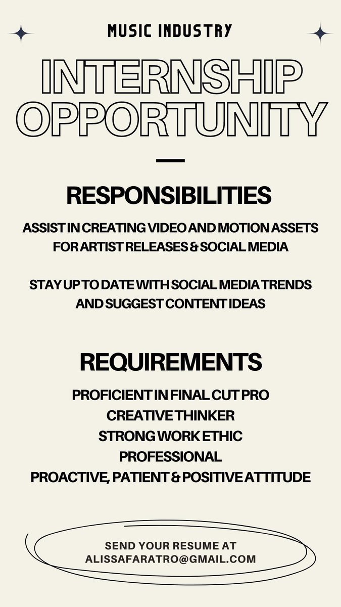 #Opportunity alert: Music Industry #internship with artist managers and rising artists! #musicindustry #rnb