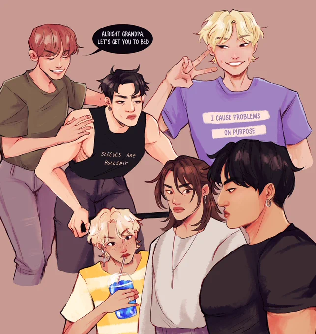 some silly skz doodles i did for fun to finally try drawing them :')
