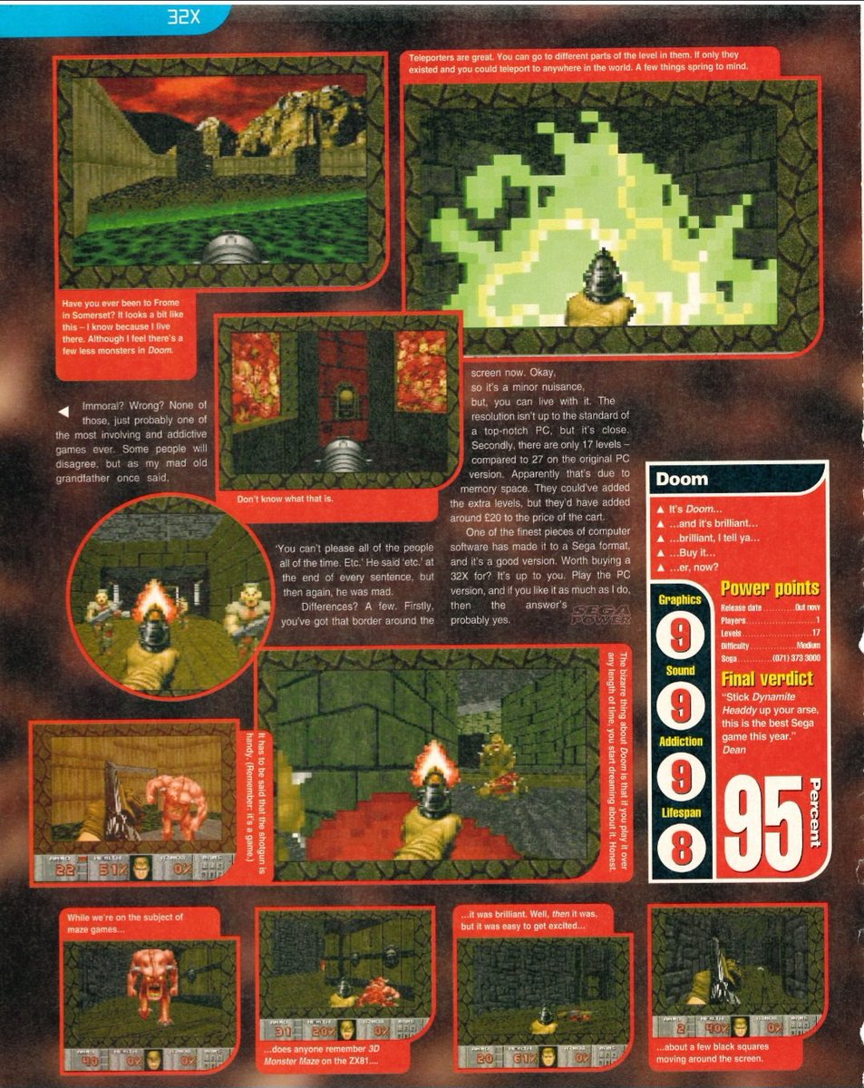SegaMags's tweet photo. Take that, Dynamite Heddy!

@sega_powered  tells us why Doom 32X is the best SEGA game of 1994.

Taken from issue 63 of SEGA Power.

#sega #segamags #segapower #segapowered #Doom #32x https://t.co/L9zYOnh7wM