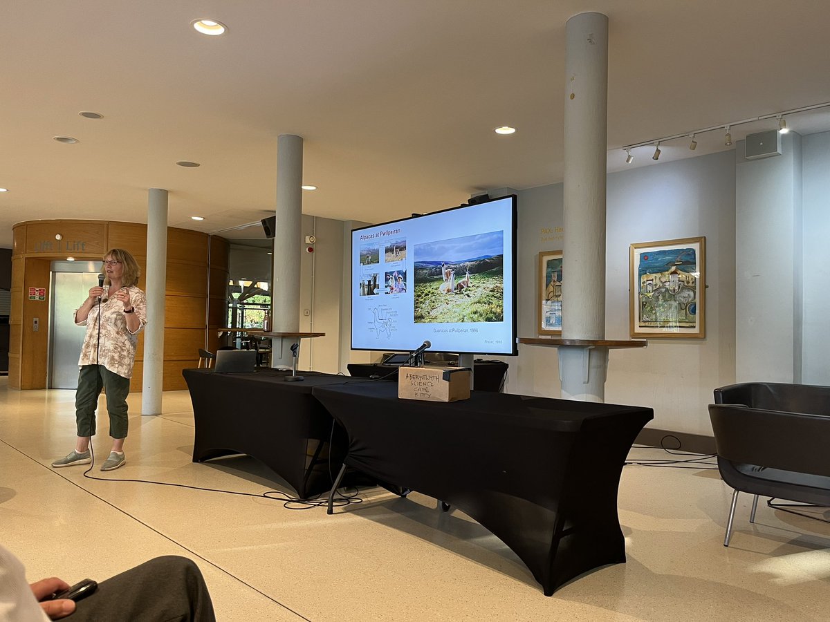 AberSciCaf's tweet photo. Mariecia described the different choices that different grazing animal make and how these can be combined to keep diversity and prevent one plant species taking over. Latest technologies (DNA metabarcoding, radio tags &amp; fixed wing drone imaging) allow more complex data analysis. https://t.co/O336ZGWNeK