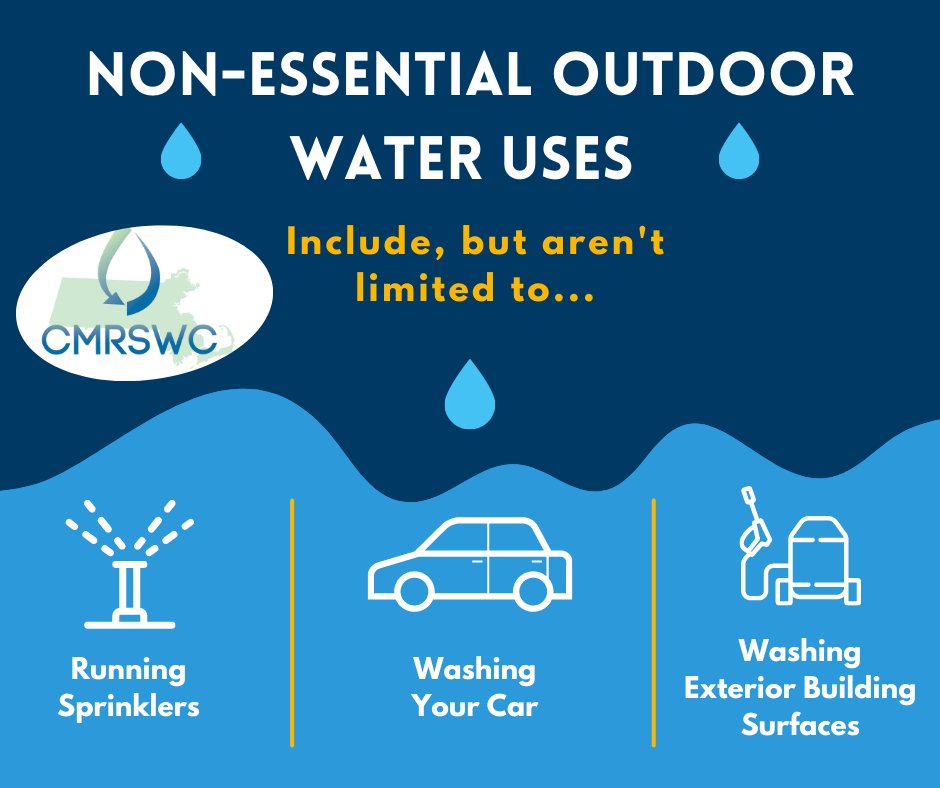 In the summer months your community may limit non essential outdoor water uses. These can include running sprinklers, washing your car, and washing exterior building surfaces. #ConserveWater