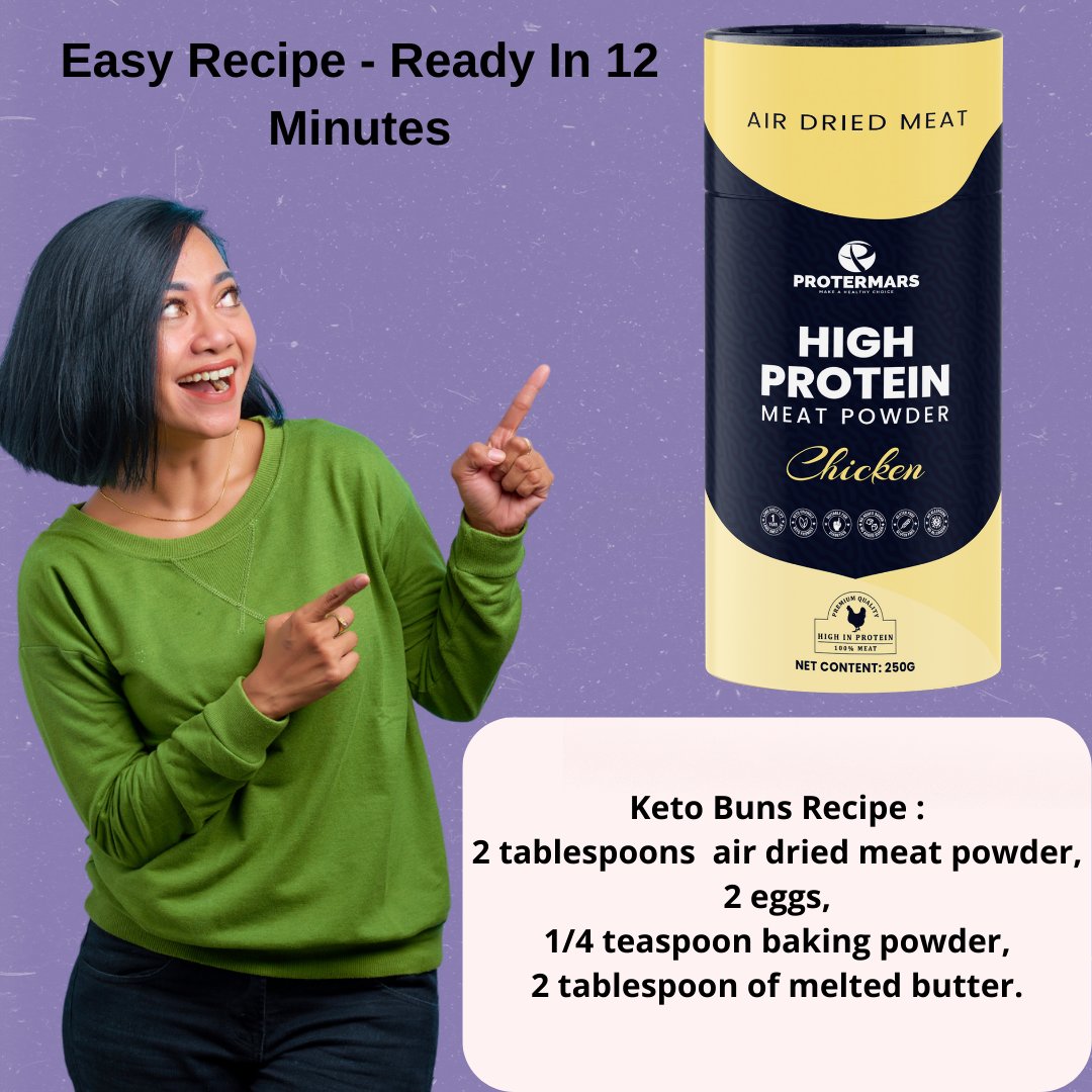 ProtermarSnacks's tweet photo. Keto Buns Recipe - 6 Buns(preparation 2 minutes, baking time 10 minutes):
2 tablespoons of #protermarssnacks Air Dried Meat Powder
2 eggs
1/4 teaspoon baking powder
2 tablespoon of melted butter.
Our High Protein Powder is made from 100% Air Dried Chicken Breast , No Allergens https://t.co/6faIddFo6N