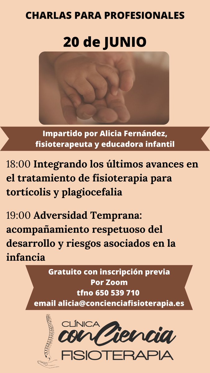 PsoasElche's tweet photo. Charla gratuita vía ZOOM para profesionales. 20 de Junio. 18h - Últimos avances en tortícolis y plagiocefalia. 19h - Adversidad Temprana. 
Inscripción disponible en info@psoas.es https://t.co/3n3zYSIGZ7