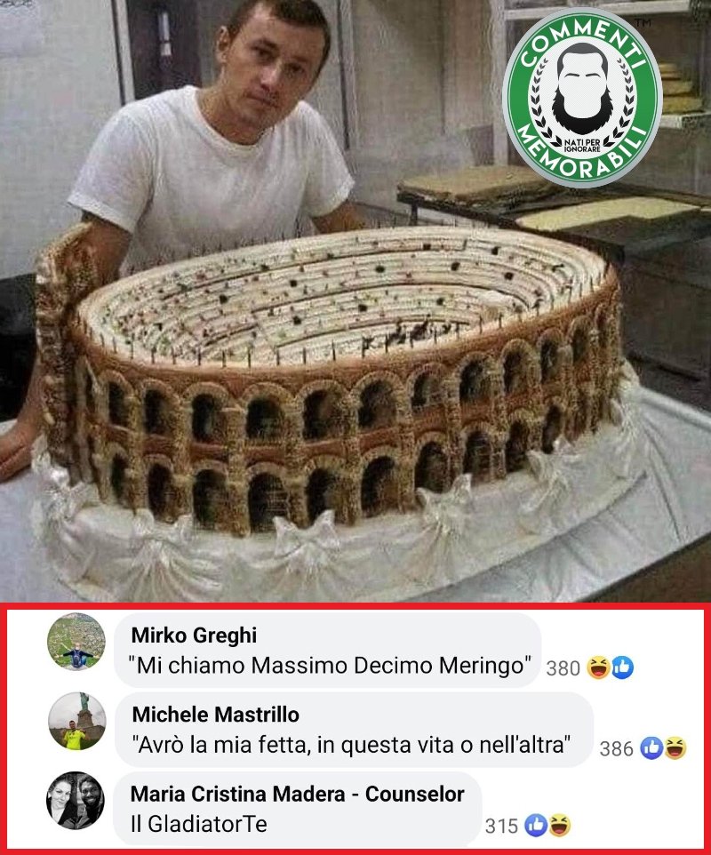 CM_Memorabili's tweet photo. Sarà sicuramente all'amARENA. 
#commentimemorabili #pasticcere #continuatevoi https://t.co/hPkoicvrj5
