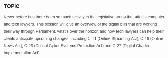 I'm speaking next week with the Toronto Computer Lawyers Group about the shifting digital policy landscape in Canada - June 27 at noon ET. You can register for free here: 
us02web.zoom.us/webinar/regist…