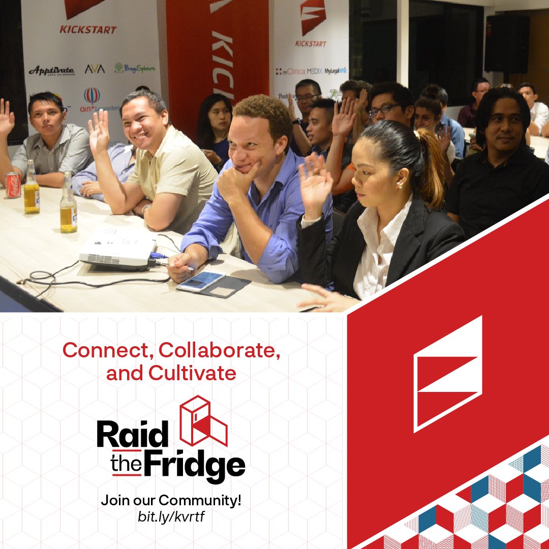 Join #raidthefridge, a monthly event by Kickstart Ventures connecting entrepreneurs with experts for collaboration.

Foster a community of passionate innovators!
Register at bit.ly/kvrtf! 

#KickstartVentures #VentureCapitalPH #StartUpPH
