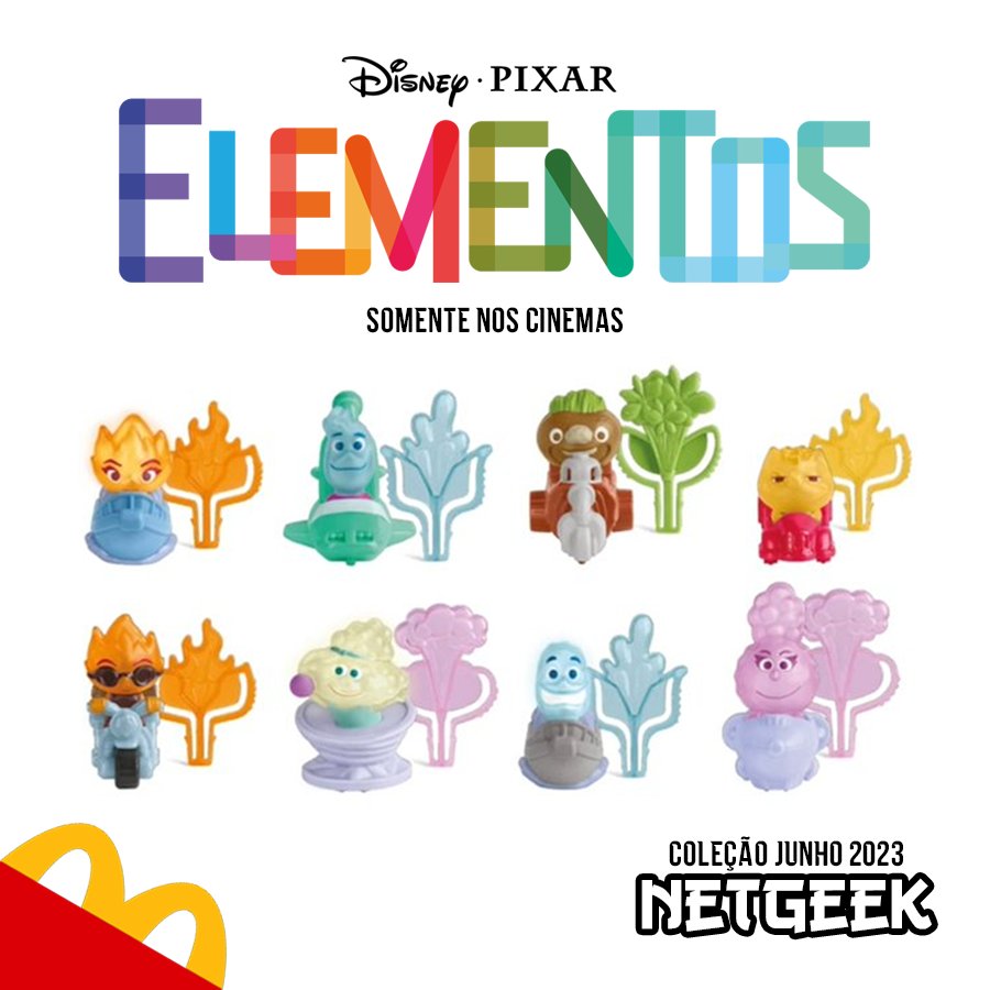 _netgeek's tweet photo. Elementos da Disney Pixar é a nova coleção do McLanche Feliz no mês de Junho de 2023. São 8 figuras translúcidas e com lançadores. Estarão disponíveis a partir do dia 22/06 em toda a rede do McDonald's. #NetGeek #mclanchefeliz #cajitafeliz #happymeal #mcdonalds #Elemental https://t.co/jdyIKS4m9L