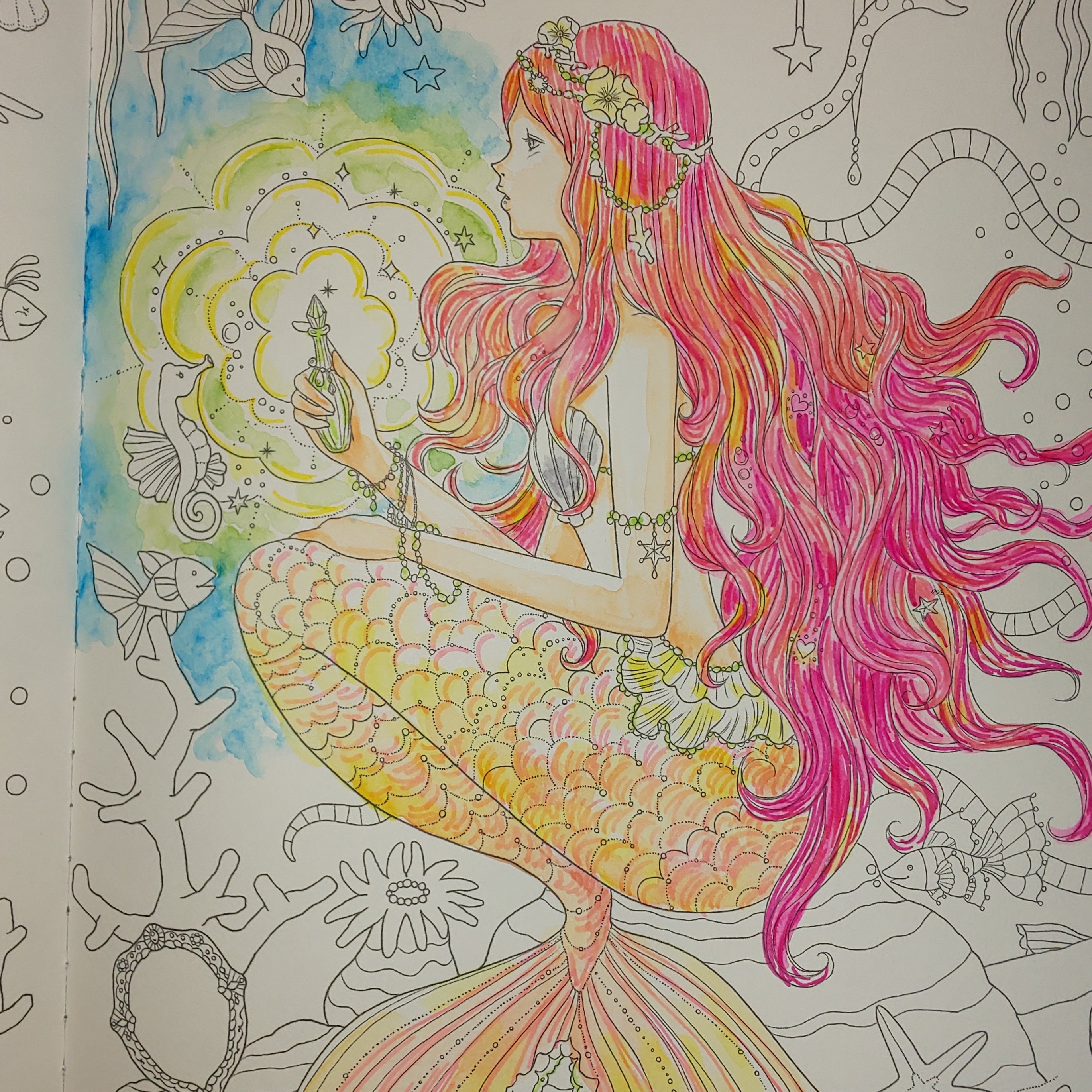 油性ペン点描画 絵画 「歌姫」 絵画