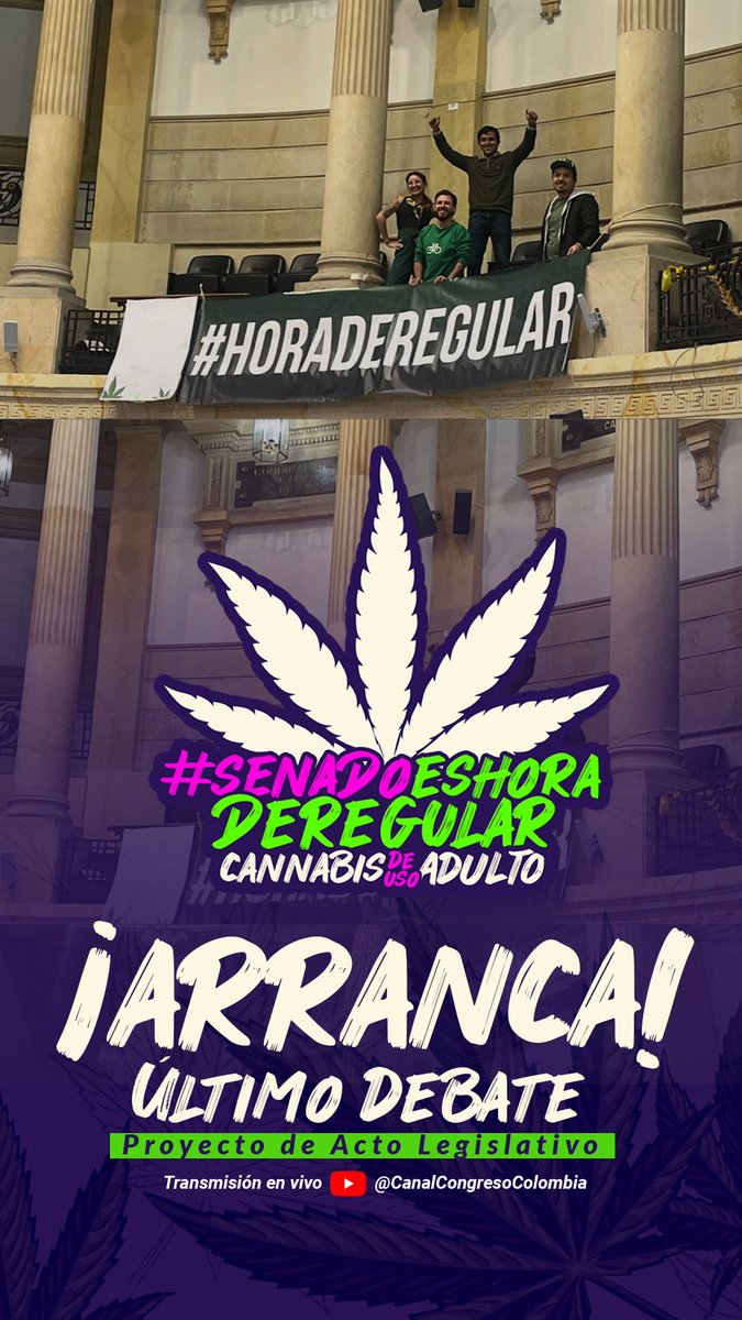 Arranca el último debate para regular el cannabis en Colombia. Hay que cumplirle a los colombianos hacia una oportunidad de una economía verde. ¡El cambio s imparable! #SenadoEsHoraDeRegular