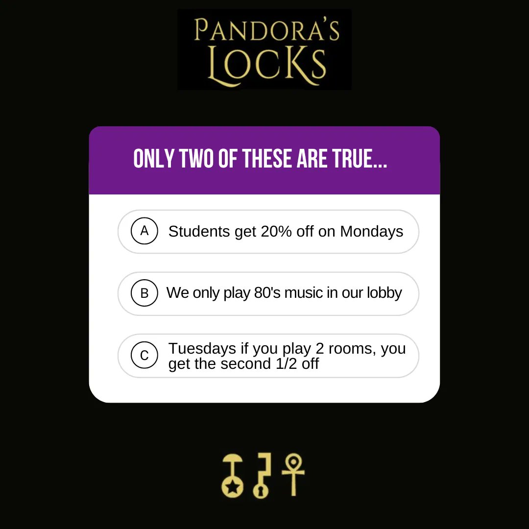 pandoras_locks's tweet photo. Can you guess which of these ARE NOT true? https://t.co/fBOaWmp5vd