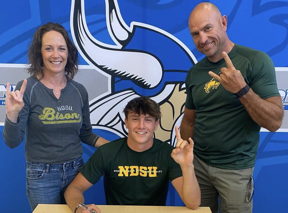 Kindred Track & Field (@khstrackfield1) on Twitter photo CONGRATS to Trey Heinrich for signing his NLI today to join <a href="/NDSUTrackField/">NDSU Track & Field / Cross Country</a> this upcoming fall!
Trey will join sophomore <a href="/paul_olson22/">Paul Olson</a> and incoming freshman <a href="/JackPacker77/">Jack Packer</a> as former Vikings on the Bison T&F team. These 3 are among the best to ever compete for KHS! Go Bison! 🤘🏻 CONGRATS to Trey Heinrich for signing his NLI today to join <a href="/NDSUTrackField/">NDSU Track & Field / Cross Country</a> this upcoming fall!
Trey will join sophomore <a href="/paul_olson22/">Paul Olson</a> and incoming freshman <a href="/JackPacker77/">Jack Packer</a> as former Vikings on the Bison T&F team. These 3 are among the best to ever compete for KHS! Go Bison! 🤘🏻