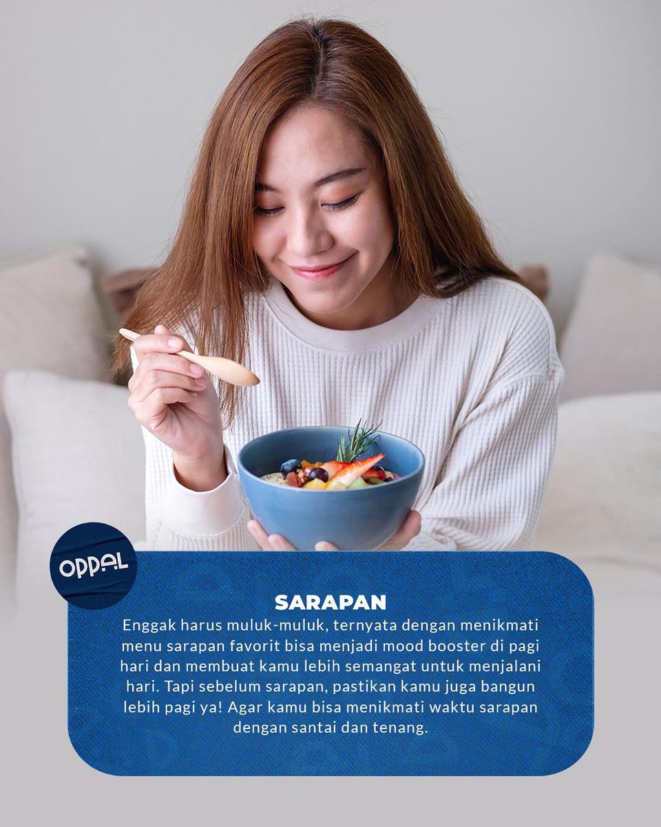 oppal_id's tweet image. Hai, Good Morning Oppal gengs! Siap buat menjalani hari ini? Pastinya harus selalu semangat ya!🌞🧚🏼‍♀️

Buat kamu yang masih usaha untuk naikin mood di pagi hari dan juga move on dari kasur, Minpal punya tipsnya nih, gengs! Cek di atas yuk🤩👆🏼

#oppal #moodbooster #TipsPagiPagi