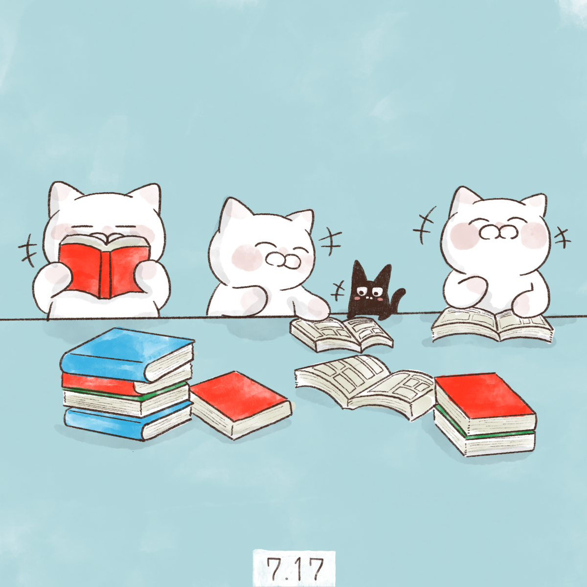 cat book no humans white cat book stack black cat holding book  illustration images