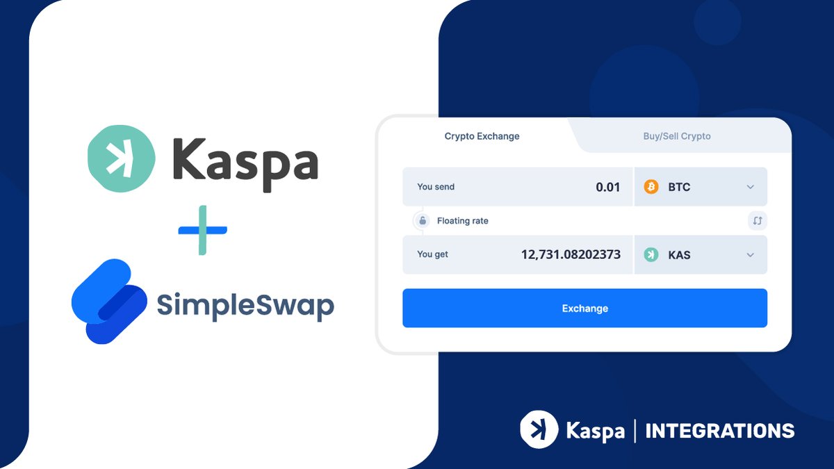 kaspaunchained's tweet photo. 🎉Seamless trading experience awaits! #Kaspa is now available for trading on @SimpleSwap_io 

Discover the potential of $KAS and swap your crypto now!

Check it out!
https://t.co/A6e76sgAFu

#BeYourOwnBank 
#POW #BlockDAG https://t.co/SOHUZydBx7