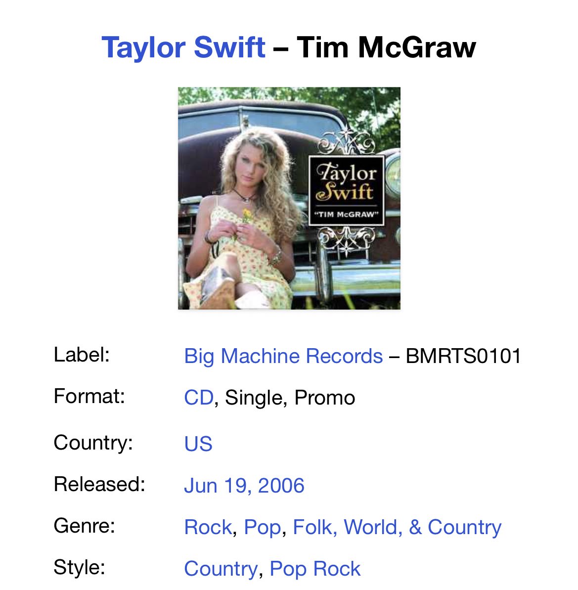 jarvybradly's tweet photo. fun fact: 

on june 19, 2006, taylor swift released her first ever single, “tim mcgraw”. 

later that night, the carolina hurricanes won their first ever stanley cup. https://t.co/5XNLQbc9Ya
